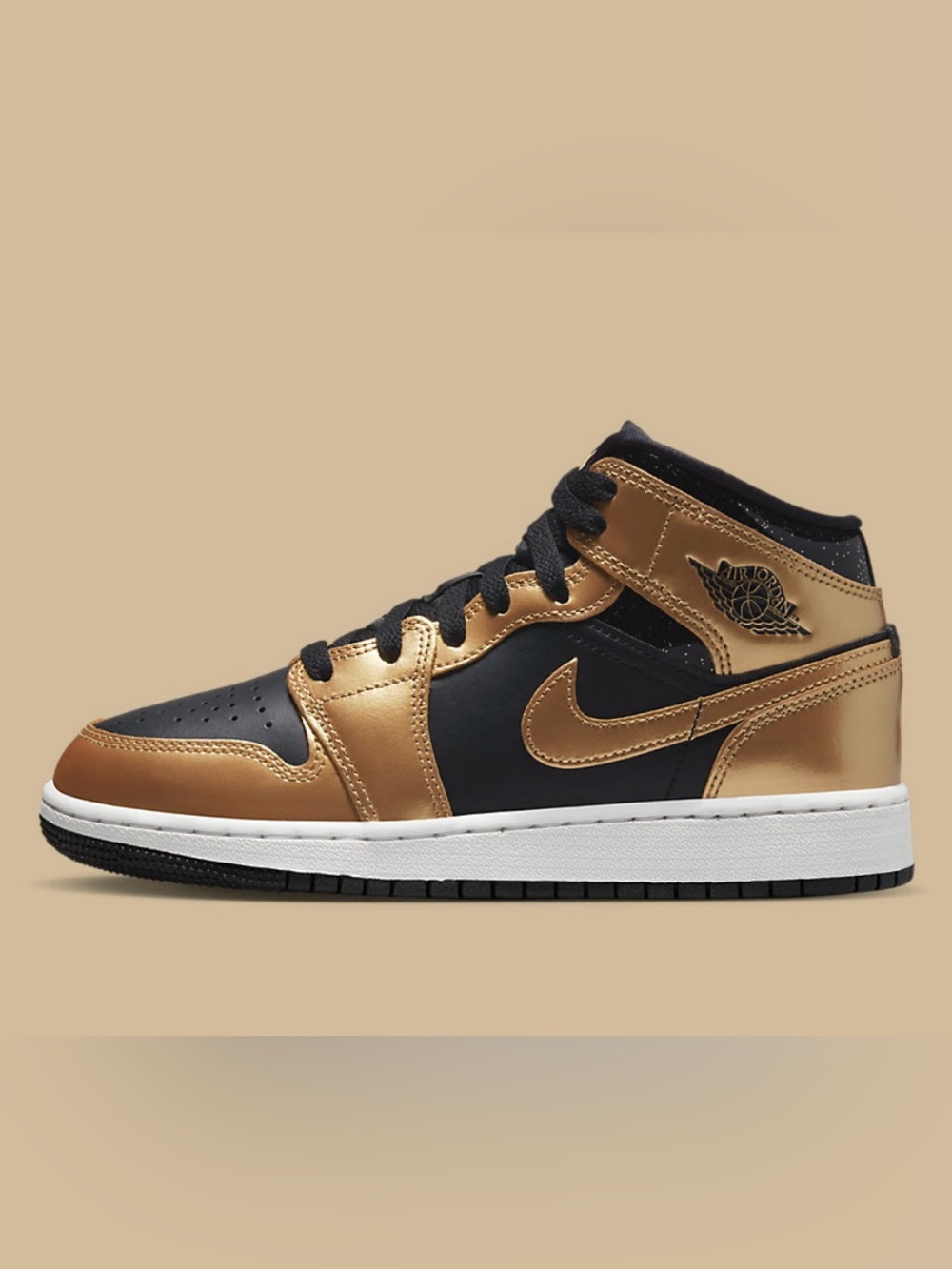 Air Jordan 1 Mid SE Metallic Gold Black GS 4Y w/ Box